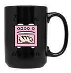 Bun In The Oven Black Coffee Mug, Gift Coffee Mug