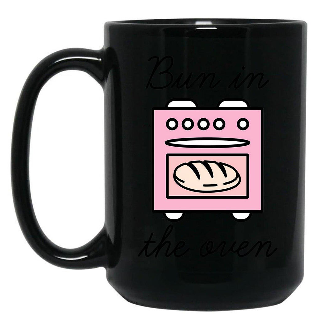 Bun In The Oven Black Coffee Mug, Gift Coffee Mug