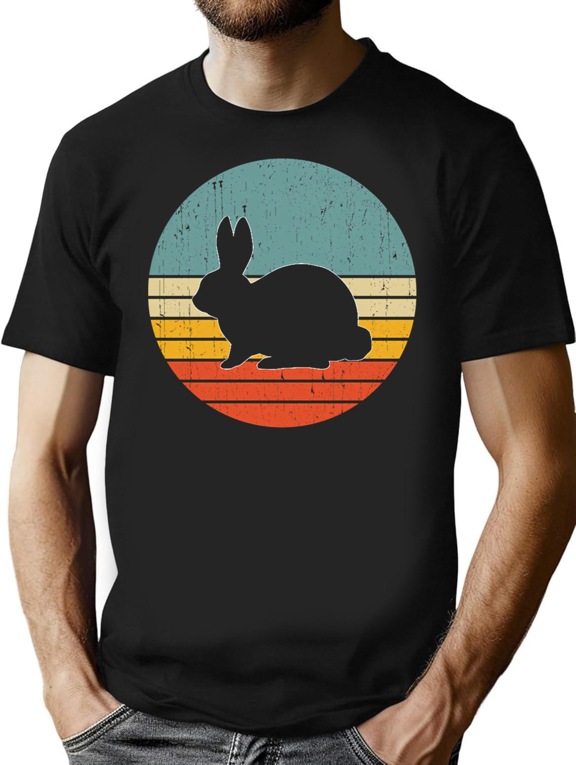 Bunny Sunset Vintage Shirt Bunny Lovers Gift T-Shirt for Men & Women, T-Shirts Graphic Tee - Black