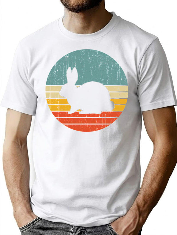 Bunny Sunset Vintage Shirt Bunny Lovers Gift T-Shirt for Men & Women, T-Shirts Graphic Tee - White