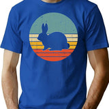 Bunny Sunset Vintage Shirt Bunny Lovers Gift T-Shirt for Men & Women, T-Shirts Graphic Tee - Blue