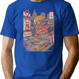 Burgerzilla - Black T-Shirt for Men & Women, T-Shirts Graphic Tee - Blue