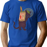 Burn With Love For Revolution Art Nouveau Cat T-Shirt for Men & Women, T-Shirts Graphic Tee - Blue