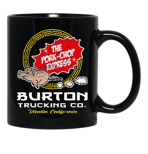 Burton Pork Chop Express Trucking Black Coffee Mug, Gift Coffee Mug - Black