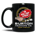 Burton Pork Chop Express Trucking Black Coffee Mug, Gift Coffee Mug