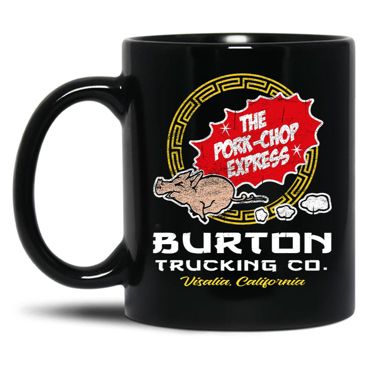 Burton Pork Chop Express Trucking Black Coffee Mug, Gift Coffee Mug