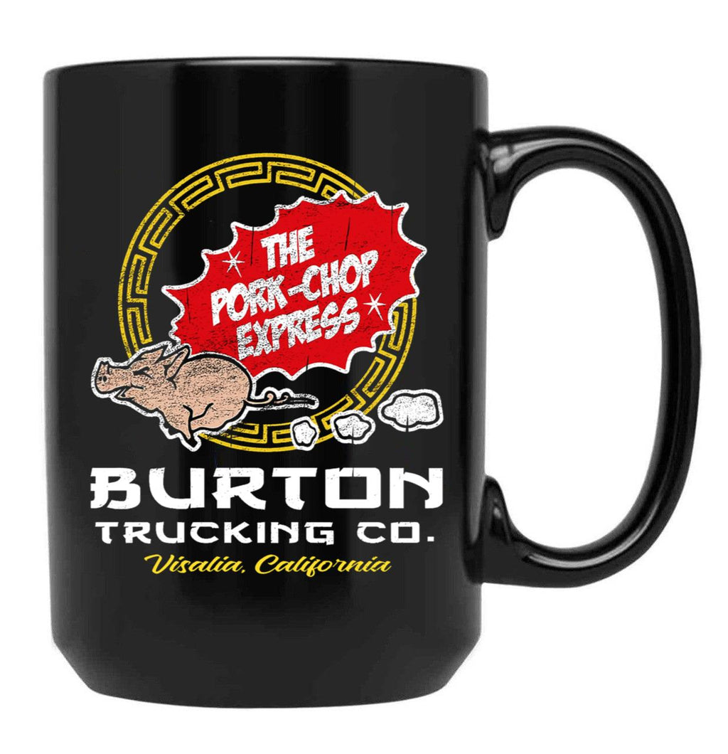 Burton Pork Chop Express Trucking Black Coffee Mug, Gift Coffee Mug