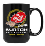 Burton Pork Chop Express Trucking Black Coffee Mug, Gift Coffee Mug