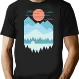 Cabin In The Snow T-Shirt for Men & Women, T-Shirts Graphic Tee - Black