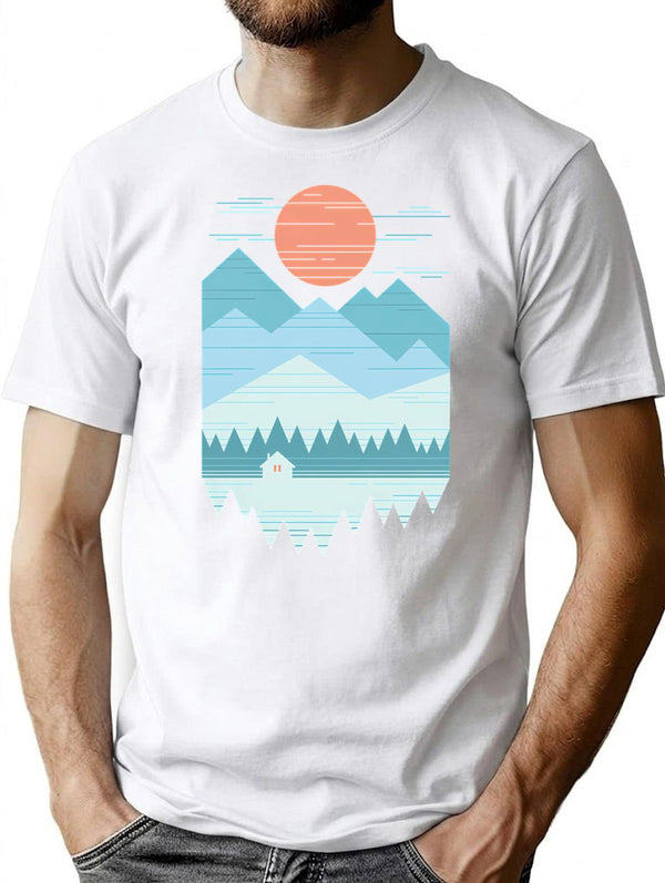 Cabin In The Snow T-Shirt for Men & Women, T-Shirts Graphic Tee - White