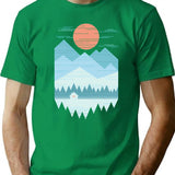 Cabin In The Snow T-Shirt for Men & Women, T-Shirts Graphic Tee - Green
