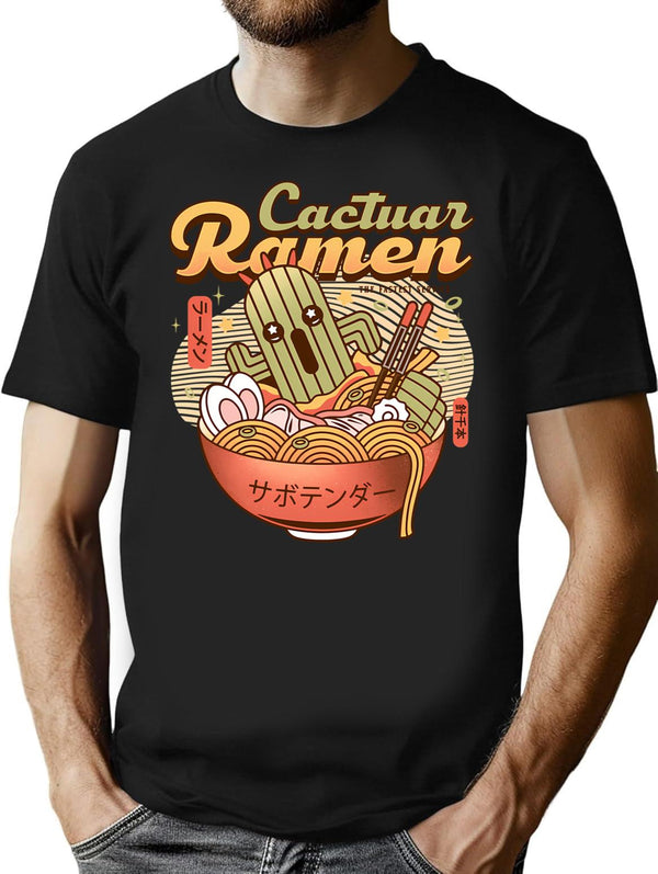 Cactuar Ramen Vintage T-Shirt for Men & Women, T-Shirts Graphic Tee - Black