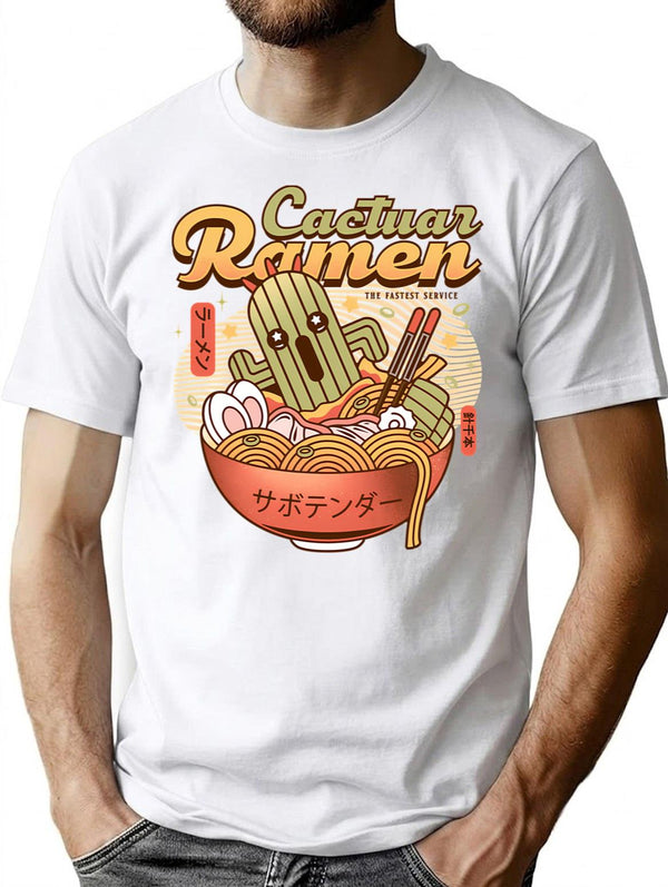 Cactuar Ramen Vintage T-Shirt for Men & Women, T-Shirts Graphic Tee - White