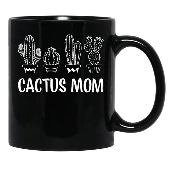 Cactus Mom Black Coffee Mug, Gift Coffee Mug - Black