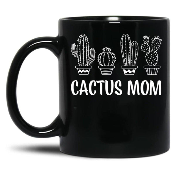Cactus Mom Black Coffee Mug, Gift Coffee Mug - Black