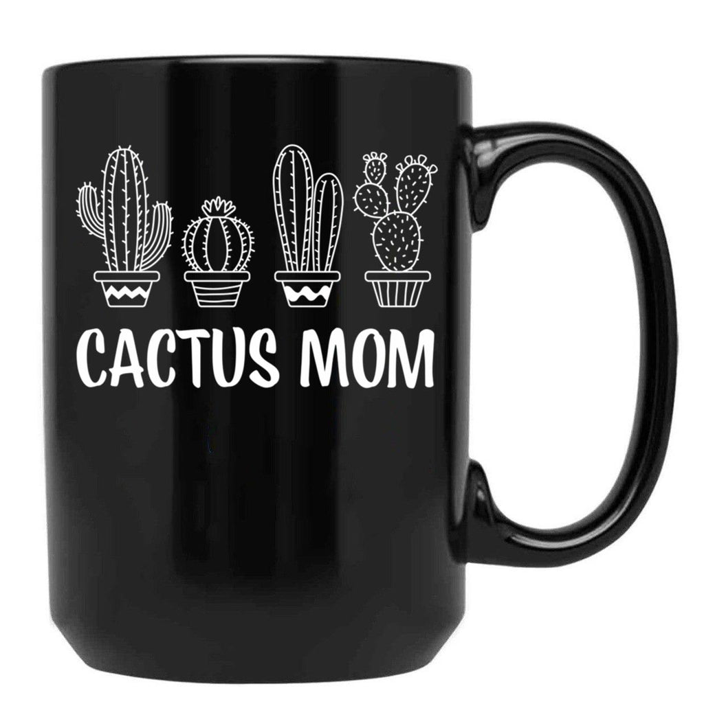 Cactus Mom Black Coffee Mug, Gift Coffee Mug