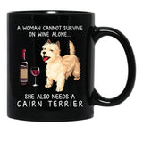 Cairn Terrier And Wine Funny Dog Black Coffee Mug, Gift Coffee Mug - Black