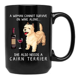 Cairn Terrier And Wine Funny Dog Black Coffee Mug, Gift Coffee Mug