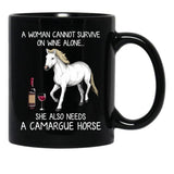 Camargue Horse And Wine Funny Horse Black Coffee Mug, Gift Coffee Mug - Black