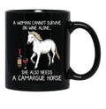Camargue Horse And Wine Funny Horse Black Coffee Mug, Gift Coffee Mug - Black