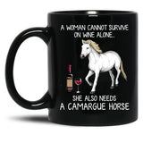 Camargue Horse And Wine Funny Horse Black Coffee Mug, Gift Coffee Mug - Black
