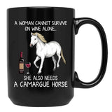 Camargue Horse And Wine Funny Horse Black Coffee Mug, Gift Coffee Mug