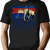 Cambodia Flag - Vintage Look Sticker T-Shirt for Men & Women, T-Shirts Graphic Tee - Black