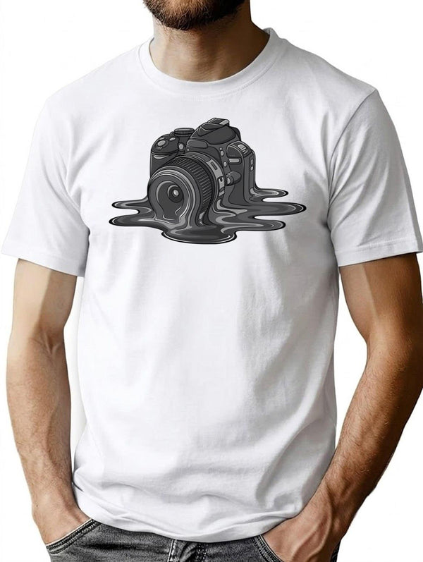 Camera Melt T-Shirt for Men & Women, T-Shirts Graphic Tee - White