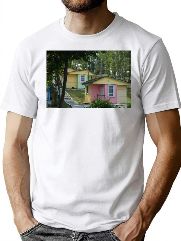 Camping Cabins T-Shirt for Men & Women, T-Shirts Graphic Tee - White