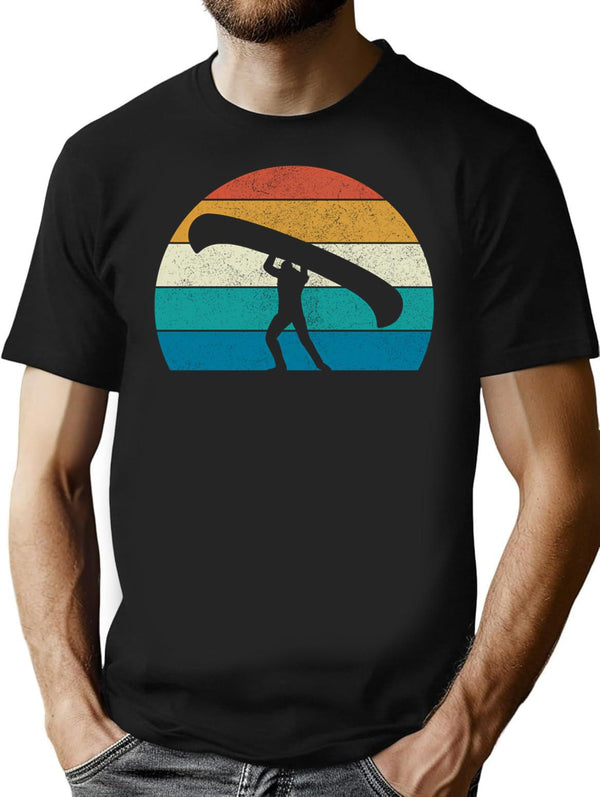Canoe Portage Vintage Style T-Shirt for Men & Women, T-Shirts Graphic Tee - Black