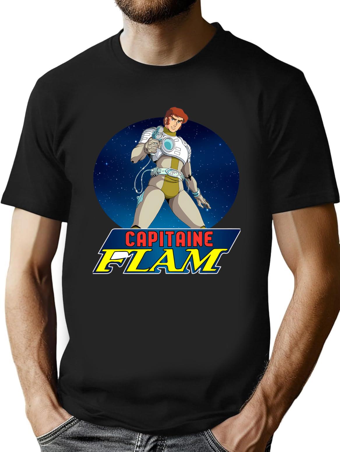 Capitaine Flam (Captain Future) T-Shirt for Men & Women, T-Shirts Graphic Tee - Black