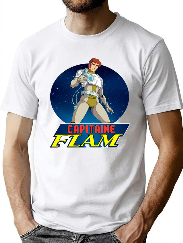 Capitaine Flam (Captain Future) T-Shirt for Men & Women, T-Shirts Graphic Tee - White
