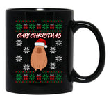 Capy Christmas Capybara Christmas Xmas Santa Hat Black Coffee Mug, Gift Coffee Mug - Black