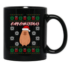Capy Christmas Capybara Christmas Xmas Santa Hat Black Coffee Mug, Gift Coffee Mug - Black