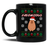 Capy Christmas Capybara Christmas Xmas Santa Hat Black Coffee Mug, Gift Coffee Mug - Black