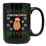 Capy Christmas Capybara Christmas Xmas Santa Hat Black Coffee Mug, Gift Coffee Mug