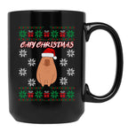 Capy Christmas Capybara Christmas Xmas Santa Hat Black Coffee Mug, Gift Coffee Mug