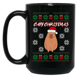Capy Christmas Capybara Christmas Xmas Santa Hat Black Coffee Mug, Gift Coffee Mug