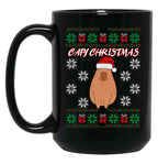 Capy Christmas Capybara Christmas Xmas Santa Hat Black Coffee Mug, Gift Coffee Mug