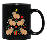Capybara Christmas Ornament Tree Funny Dad Mom Gift Black Coffee Mug, Gift Coffee Mug - Black