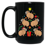 Capybara Christmas Ornament Tree Funny Dad Mom Gift Black Coffee Mug, Gift Coffee Mug