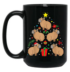 Capybara Christmas Ornament Tree Funny Dad Mom Gift Black Coffee Mug, Gift Coffee Mug