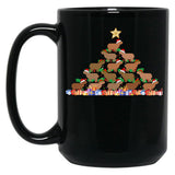 Capybara Christmas Tree Gift Funny Christmas Capybara Black Coffee Mug, Gift Coffee Mug
