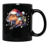 Capybara Christmas Black Coffee Mug, Gift Coffee Mug - Black