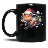 Capybara Christmas Black Coffee Mug, Gift Coffee Mug - Black