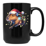 Capybara Christmas Black Coffee Mug, Gift Coffee Mug