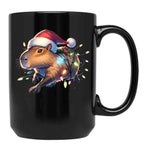 Capybara Christmas Black Coffee Mug, Gift Coffee Mug