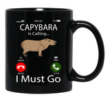 Capybara Is Calling I Must Go Black Coffee Mug, Gift Coffee Mug - Black
