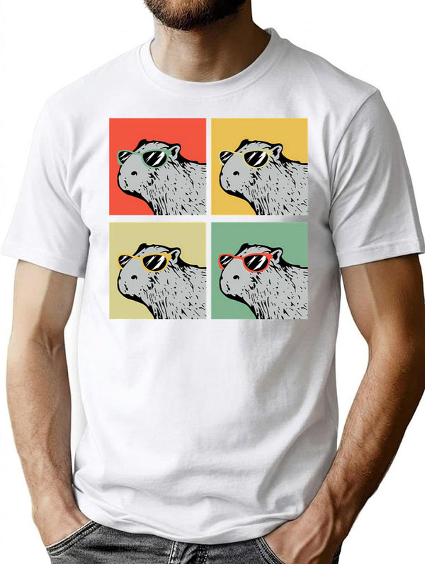 Capybara Retro Animal Lover Vintage Retro Capybara Gear T-Shirt for Men & Women, T-Shirts Graphic Tee - White
