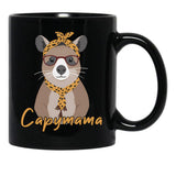 Capymama Funny Capybara Mother Capybara Black Coffee Mug, Gift Coffee Mug - Black